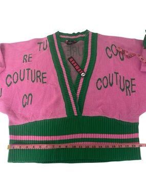 💖 Runway 7 Pink & Green Couture Knit Sweater XL NWT - $35